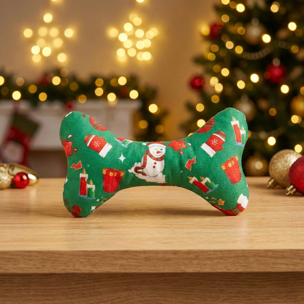 Green durable Plush Bone-Shaped Dog Toy