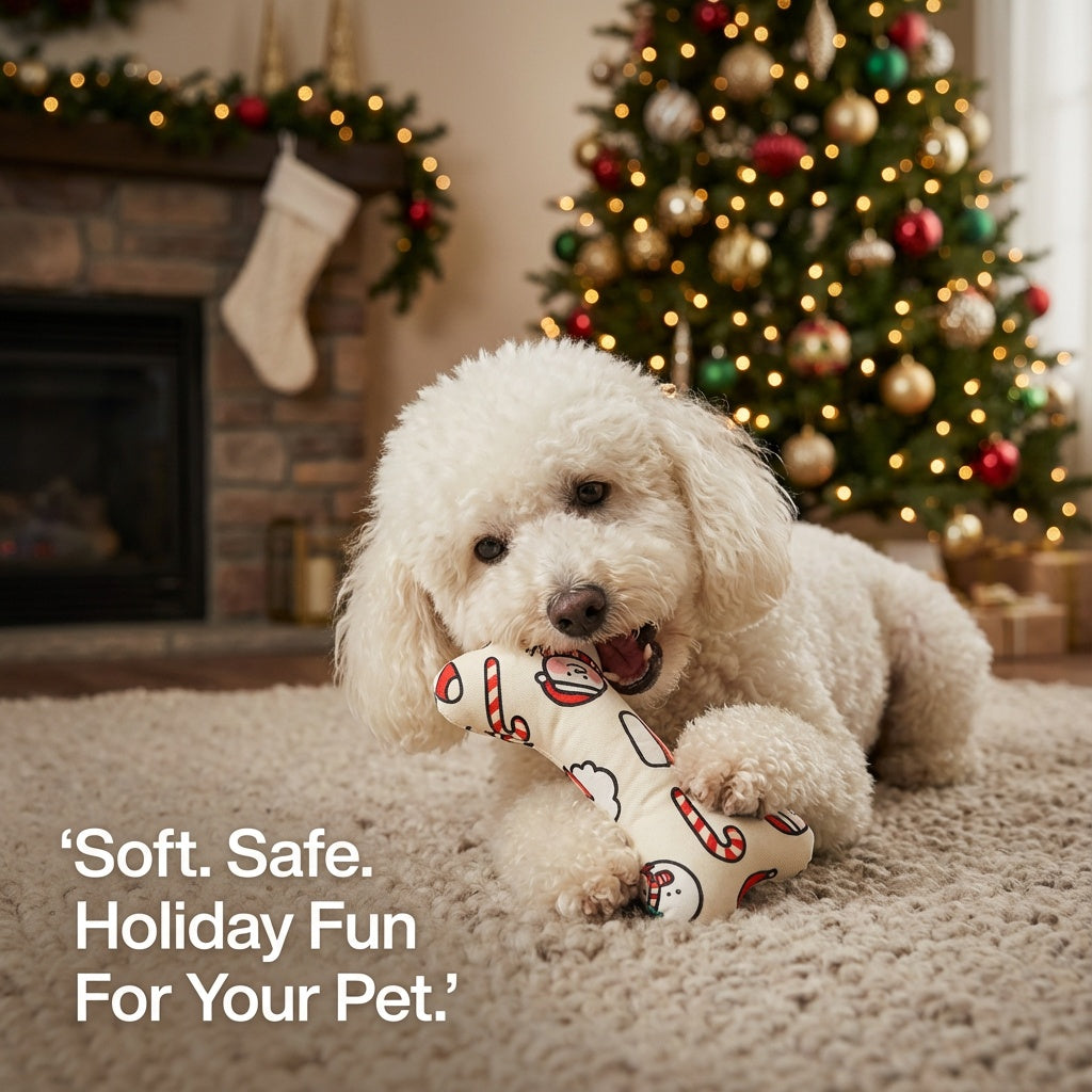 White durable Plush Bone-Shaped Dog Toy