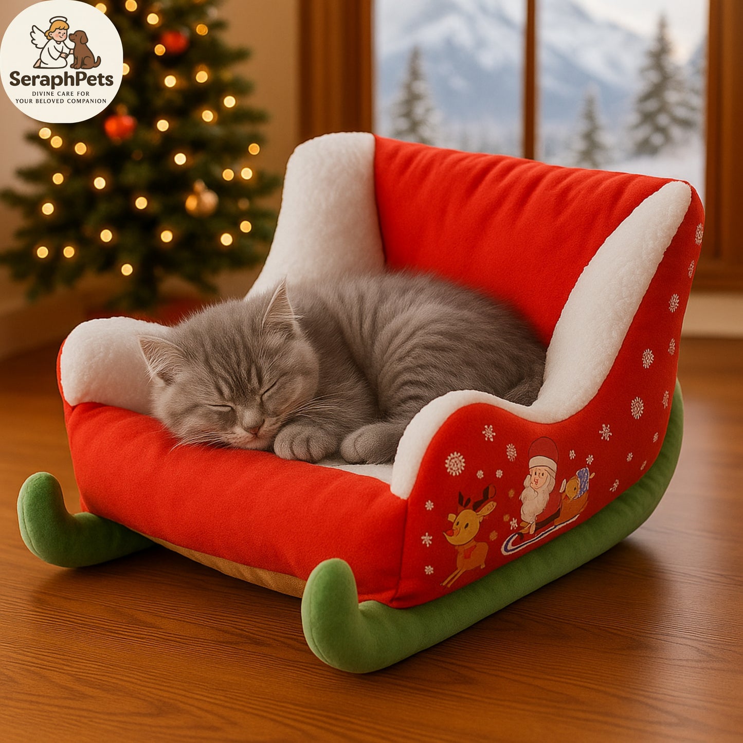 🎄 Cozy Christmas Cat Bed