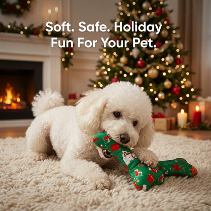 Green durable Plush Bone-Shaped Dog Toy