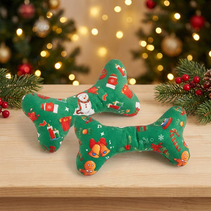 Green durable Plush Bone-Shaped Dog Toy