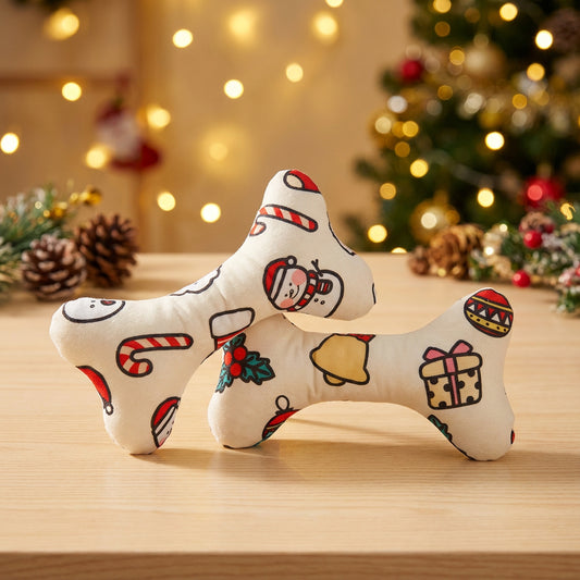 White durable Plush Bone-Shaped Dog Toy