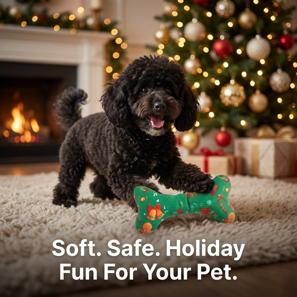 Green durable Plush Bone-Shaped Dog Toy