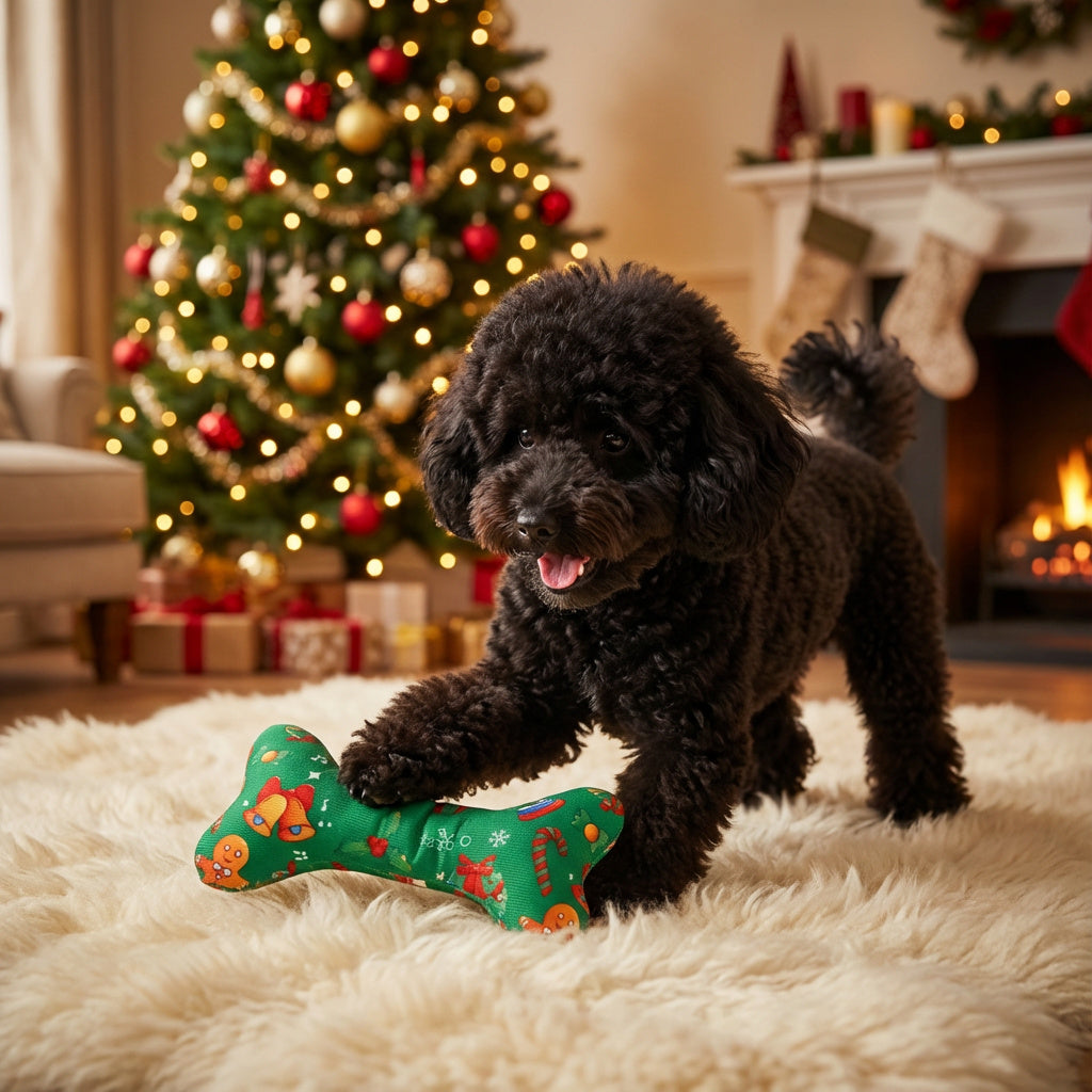 Green durable Plush Bone-Shaped Dog Toy