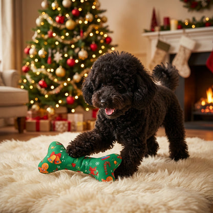 Green durable Plush Bone-Shaped Dog Toy