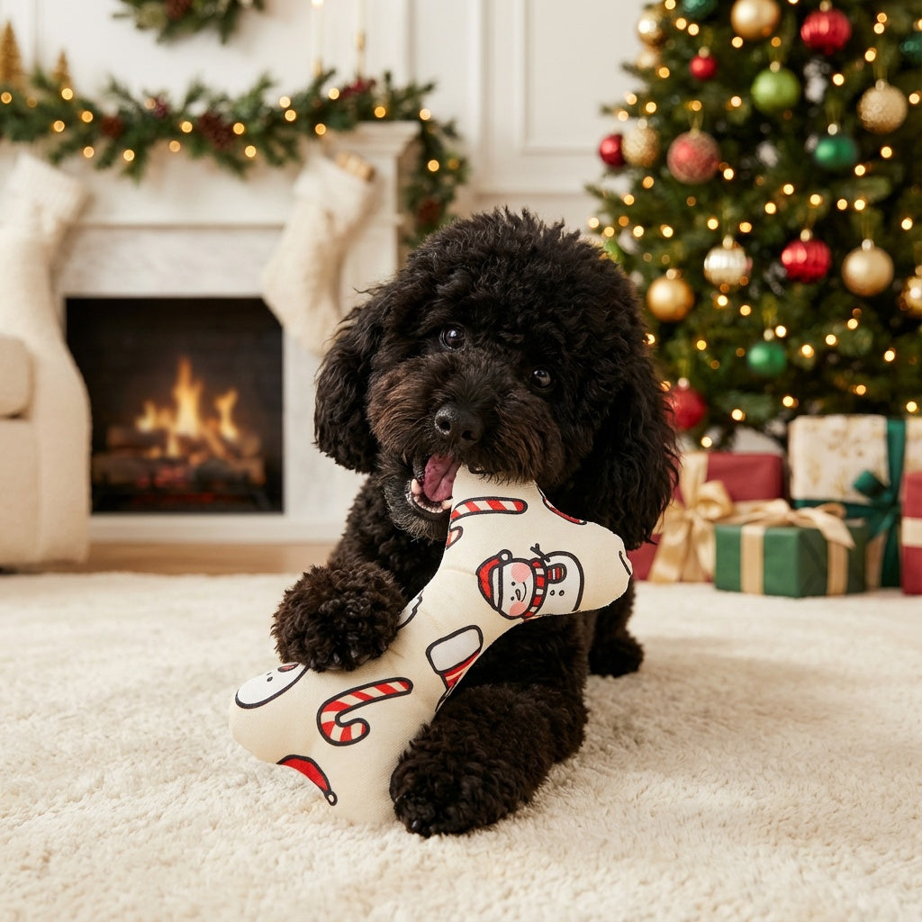White durable Plush Bone-Shaped Dog Toy